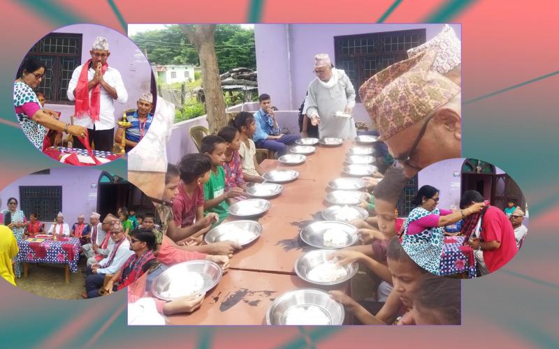 समाजसेवी बोगटीद्वारा आमा–बुवाको पुण्य तिथिमा अत्तरियामा रहेको सेभ हाउसलाई भोजन